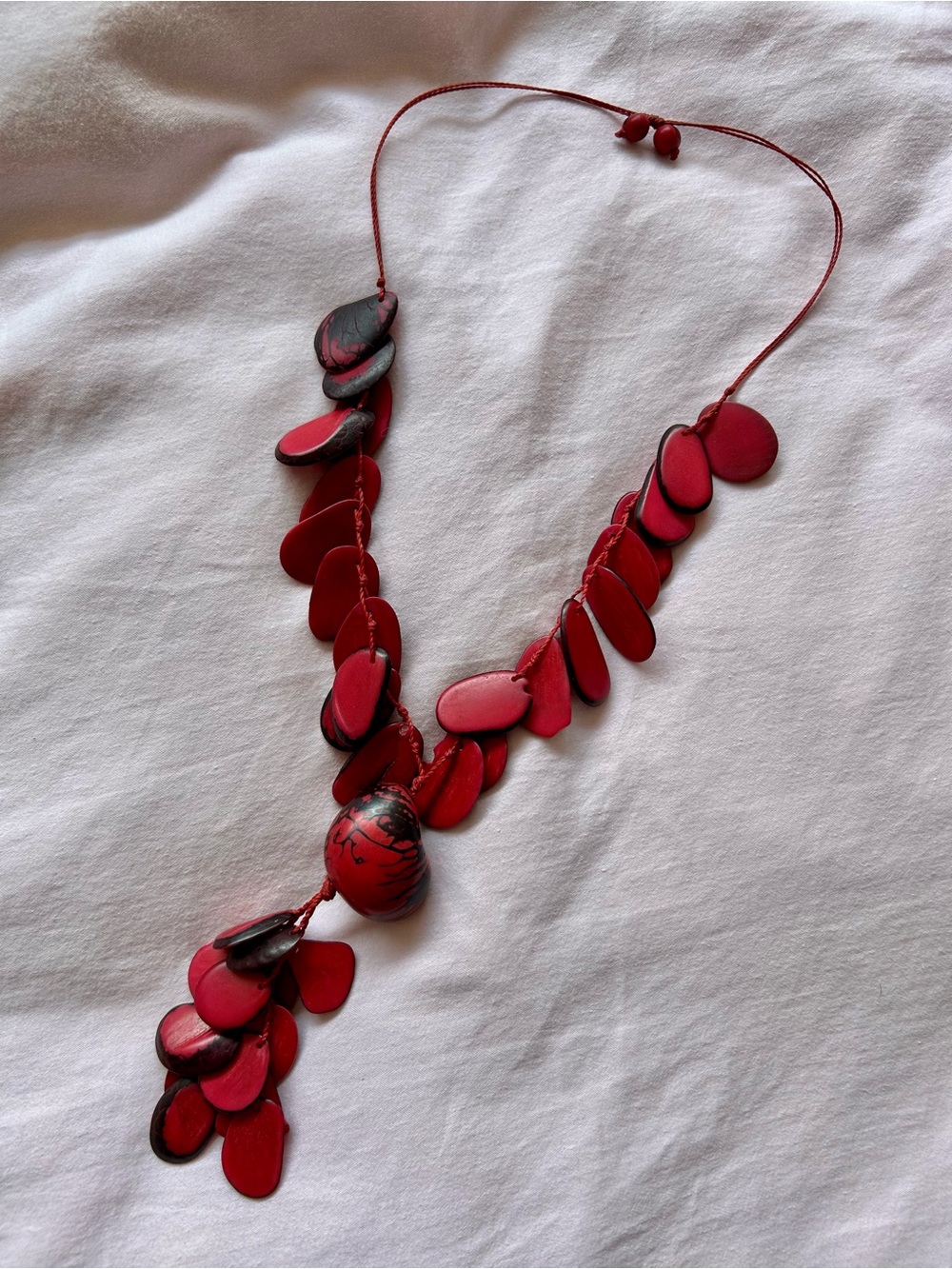 Red Tagua Nut Statement Necklace